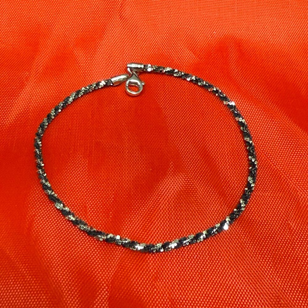7.5" Sterling Silver Two-Tone Black Rhodium TR Diamond-Cut Bracelet – 2mm